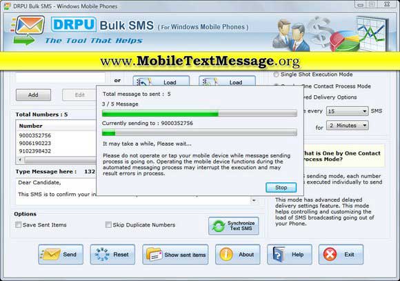 Screenshot of SMS for Windows