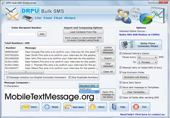 Mobile Bulk Text Messaging 9.2.1.0 full