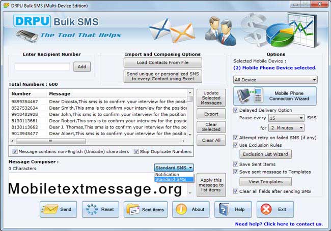 GSM Mobile Bulk Messaging screenshot