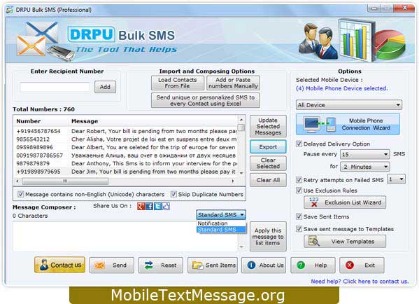 Bulk Text Messaging Application software
