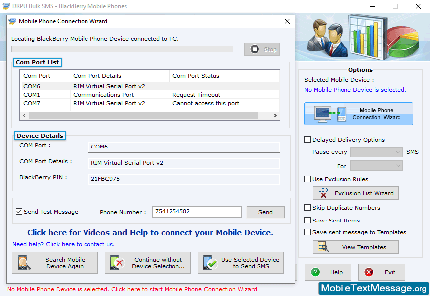 Bulk SMS Software for BlackBerry Mobile Phones Screenshots Bulk SMS Software for BlackBerry Mobile Phones