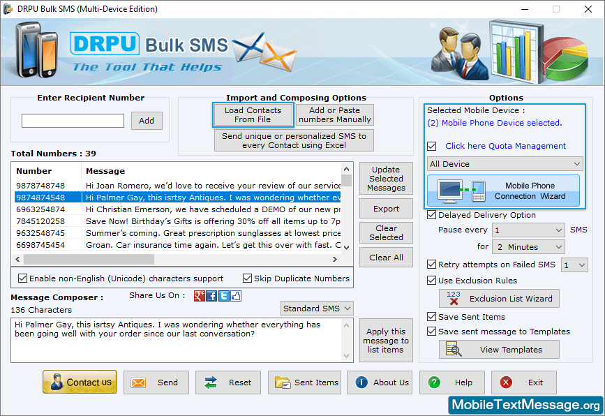 Bulk SMS Software - Multi Mobile