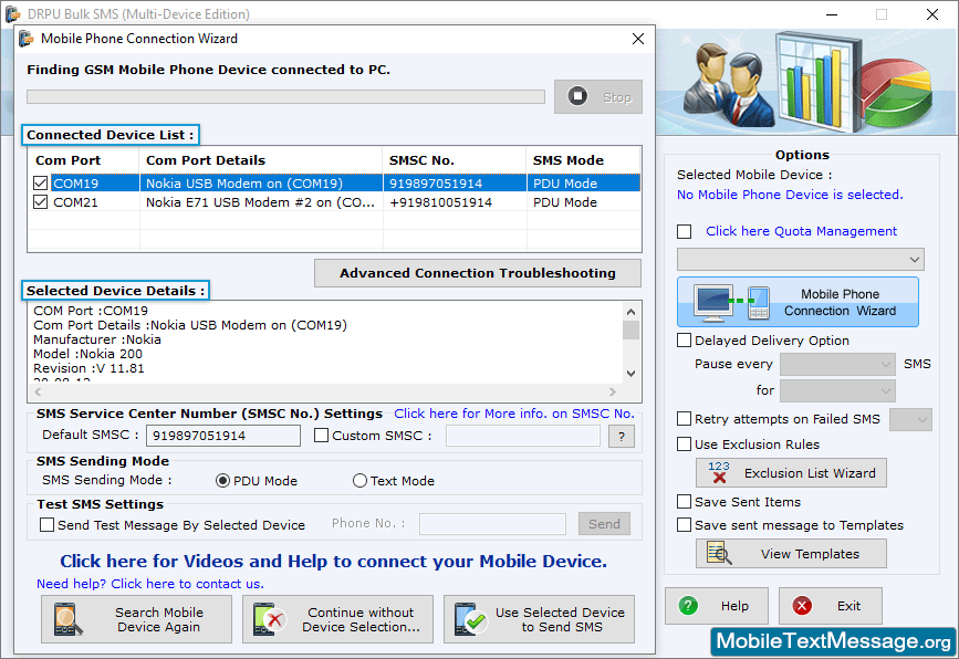 Bulk SMS Software - Multi Mobile Screenshots Bulk SMS Software - Multi Mobile
