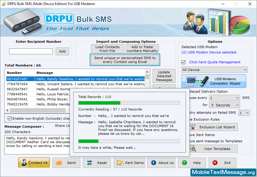Total Records Bulk SMS Software - Multi USB Modem