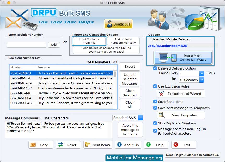 Mac Bulk SMS Software for GSM Phones Screenshots Mac Bulk SMS Software for GSM Phones