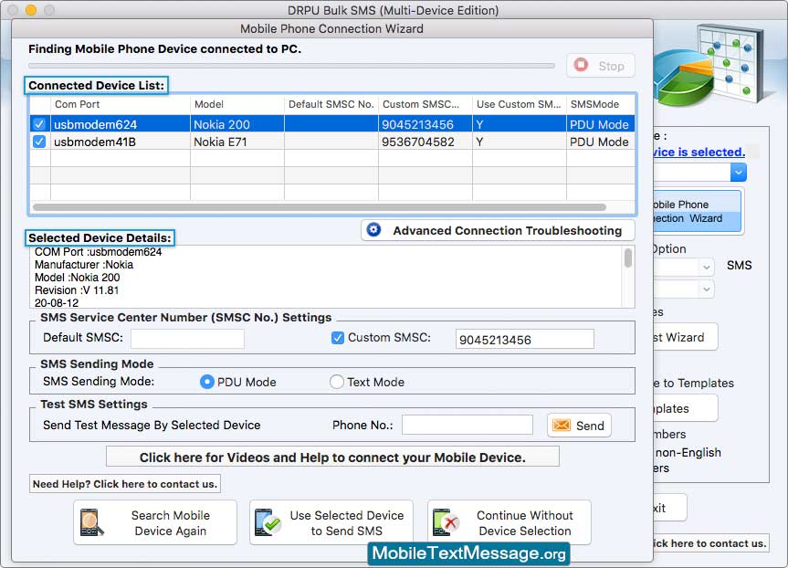Mac Bulk SMS Software for Multi Device Screenshots