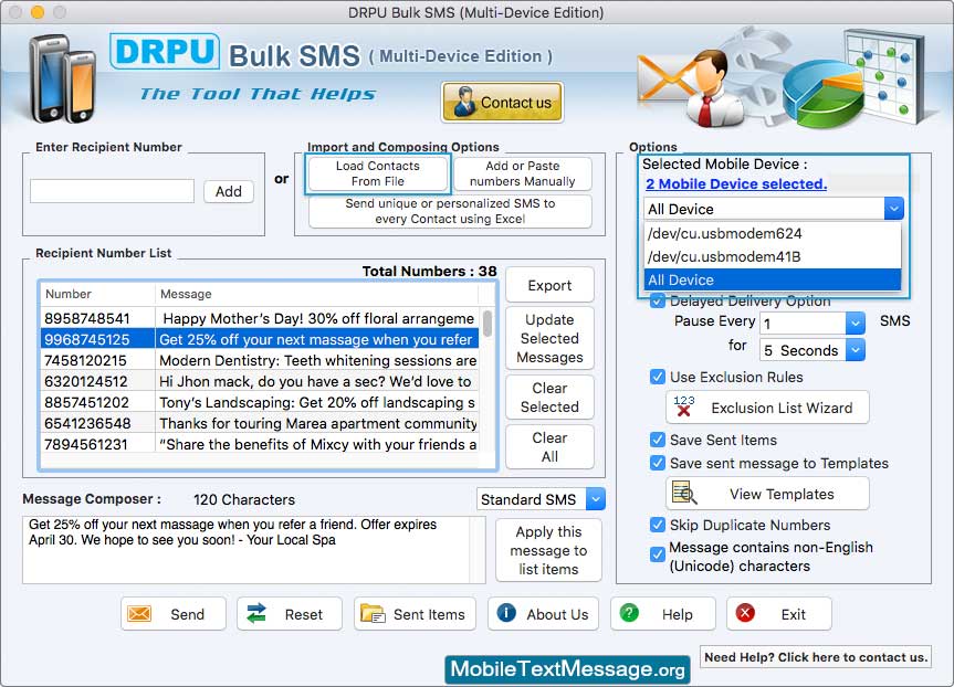 Mac Bulk SMS Software for Multi Device