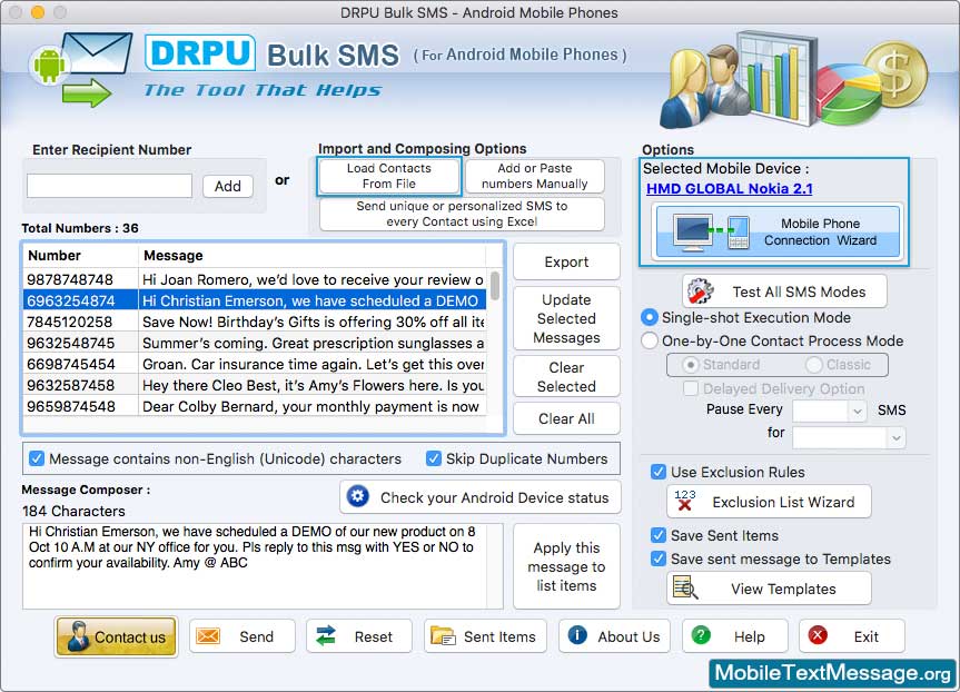 Mac Bulk SMS Software for Android Phones