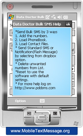 Pocket PC to Mobile Bulk SMS Software Screenshots Pocket PC to Mobile Bulk SMS Software