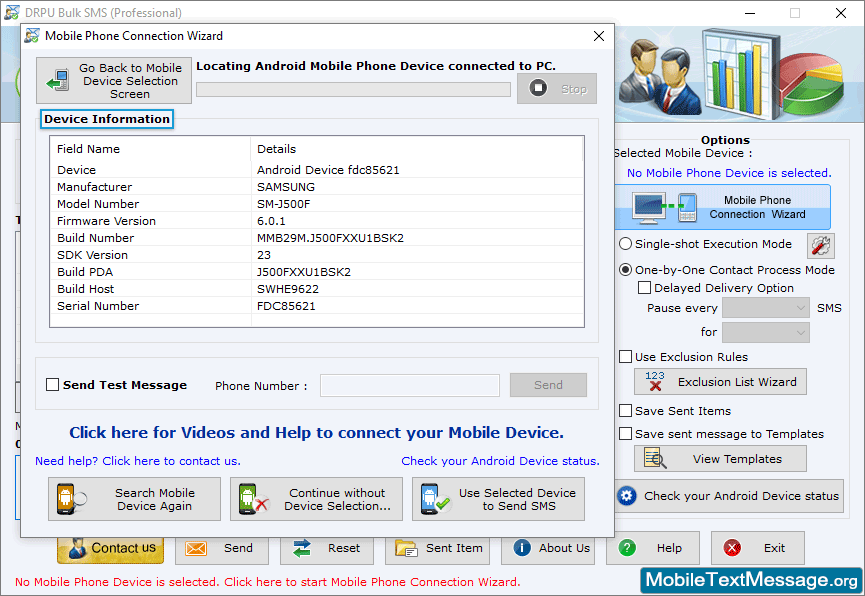 Device Information Bulk SMS Software – Professional