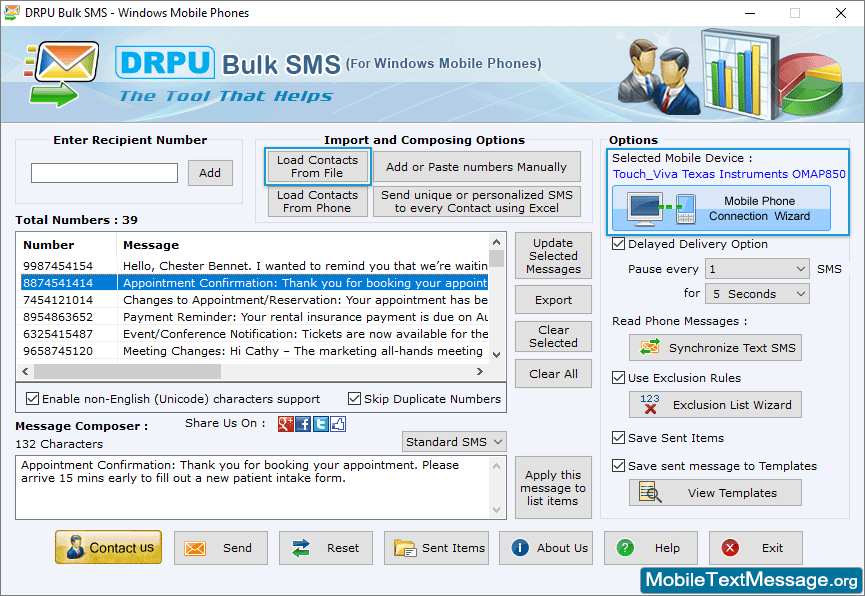 Bulk SMS Software for Windows Mobile Phones Screenshots Bulk SMS Software for Windows Mobile Phones